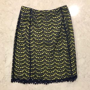 *NWT* Carven Navy/Lime Lace Skirt (FR38/US6)